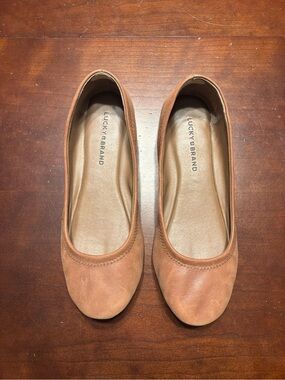 Lucky Brand Emmie Women's Cognac Brown Leather Ballet Flats